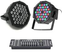 Set Centralina DMX MIXER 512 controller luci disco effetti dj 192 con 2 Fari Luce con 36 Led di Colori Vari RGB da 36 Watt, Sensore Sonoro Integrato con Luci Colorate per Feste Discoteca Eventi