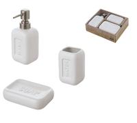 Set Ceramica 3 Pezzi: Dispenser Portaspazzolino Portasapone Bianco Bingo