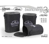 SET CESTE Portabiancheria BAGNO SALOTTO CONTENITORE GRIGIO SCURO OVALI H55-50-45