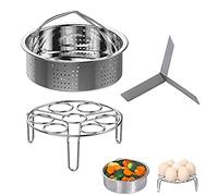 Set Cestelli Vapore, 3 Pezzi Accessori Pentola Pressione, Include Cestello Cottura Vapore, Cestello Cottura Vapore Uova, Divisore, per Pentola a Pressione Istantanea da 5,6,8 Qt 4/5/6 Litri