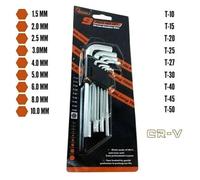 Set Chiavi a Brugola 9 Brugole Esagonali Corte Cromo Vanadio a L Serie Kit