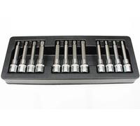 Set chiavi a bussola 12 pezzi, acciaio S2, inserti esagonali Torx Spline