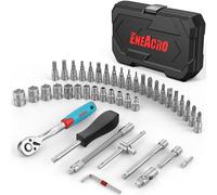 Set Chiavi a Bussola 46 Pezzi con 1/4 Bussole Estensioni Bits Acciaio Cromo