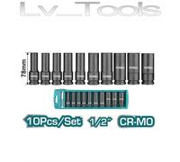 SET CHIAVI A BUSSOLA IMPATTO 1/2" 78mm 10-24mm ESAGONALI LUNGHE TOTAL