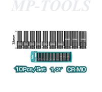 SET CHIAVI A BUSSOLA IMPATTO 1/2" 78mm 10-24mm ESAGONALI LUNGHE TOTAL