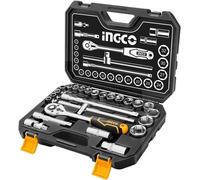 Set chiavi a bussola cricchetto 1/2" 25pz acciaio Barra a T in valigetta Ingco