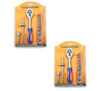Set chiavi a cricchetto estensibili per unità da 1/4" 9 pezzi kit presa esago...