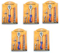Set chiavi a cricchetto estensibili per unità da 1/4" 9 pezzi kit presa esago...