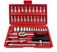 Set chiavi a tubo Set Di Chiavi A Cricchetto Da 46 Pezzi Set Chiavi A Cricchetto Da 1/4 Pollici Kit Di Strumenti Meccanici Per Utensili Manuali Per Riparazioni Automobilistiche