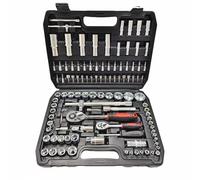 Set Chiavi Attrezzi a Bussola 108 pezzi con Cricchetto - Valigetta Completa con Bussole, Inserti e Prolunghe - Acciaio Cromato Vanadio