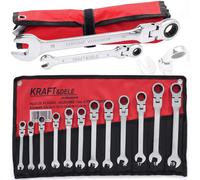 Set Chiavi Cricchetto Snodate 72 Denti 8-19mm 12pz Professionali CrV Officina