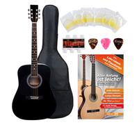 Set Chitarra Acustica Classica Dreadnought per Mancino con Borsa Cordes Nero