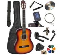 Set chitarra classica 4/4 (adulto) con 6 accessori e corso video e DVD (bianco).