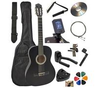 Set chitarra classica 4/4 (adulto) con 6 accessori e corso video e DVD (nero).
