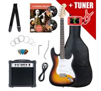 Set Chitarre Elettrica Amplificatore Accordatore Custodia Tracolla Cavi Sunburst