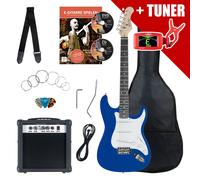 Set Chittara Elettrica ST-Style Single Coil Amplificatore Tuner Corde Borsa Blu