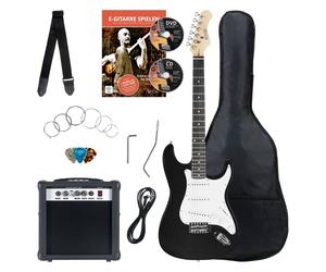 Set Chittara Elettrica Strat Single Coil 25W Amplificatore Corde Custodia Nero