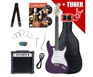 Set Chittara Elettrica Strat Single Coil Amplificatore Tuner Corde Borsa Viola