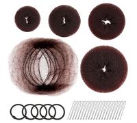 Set Ciambelle per Chignon Spugna Morbida con Elastici e Forcine | Spugna ultra-morbida, elastici resistenti, forcine a U incluse per una tenuta per sicura il giorno(Coffee)