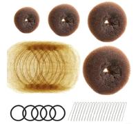 Set Ciambelle per Chignon Spugna Morbida con Elastici e Forcine | Spugna ultra-morbida, elastici resistenti, forcine a U incluse per una tenuta per sicura il giorno(Khaki)