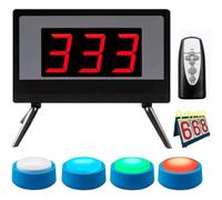 Set cicalino wireless con risposta al quiz, cicalini interattivi per spettacoli di giochi con telecomando, 4 modalità e 4 indicatori di colore per feste, scuola e concorsi (40 x 10 mm)