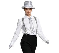 Set Cinque Pezzi Cappelli Jazz In Velluto Con Sequine Aspetto Listato | Esibizione Abiti Sequine La Festa Cosplay Halloween Abiti Degli Anni 70 E 80 Set Accessori Feste Retrò Danza