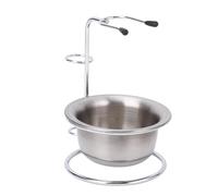 Set ciotola barba e supporto, supporto per sapone barba in acciaio inossidabile con portaspazzole e organizer per rasatura bagnata per uomo