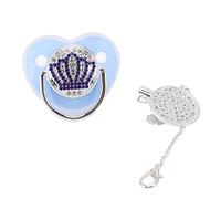 Set Ciuccio e Clip per Ciuccio, Ciuccio per Bambini Bling, Ciuccio di Lusso Fittizio Senza BPA, Ciuccio per Neonati, Taglia M, Regali di Compleanno per Anniversario di Baby Shower (Blu m)