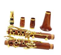 Set clarinetto Clarinetto Professionale In Legno Rosso Palissandro BB Chiavi Placcate Oro Legno Massiccio 17 Chiavi Placcate Oro