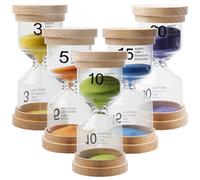 Set clessidra per bambini, in legno, 5 pezzi, timer a sabbia 3/5/10/15/30 minuti, clessidra colorata per bambini, timer, clessidra per lavarsi i denti, giocare, cucinare, casa, ufficio
