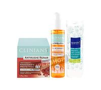 SET CLINIANS: CREMA ANTIRUGHE REPAIR GIORNO 50ML + GEL DETERGENTE 150ML + DISCHETTI STRUCCANTI