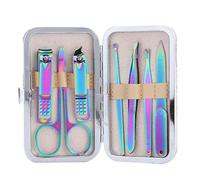 Set Clipper per unghie - 7pcs Kit professionale per forbici per unghie in acciaio inox professionale colorato Kit per la cura delle unghie in acciaio inox