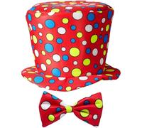 SET CLOWN CILINDRO E FARFALLINO ACCESSORI VESTITO TRAVESTIMENTO CARNEVALE BAMBINO - 9143H/1