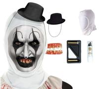 Set clown terrificante horror denti fondotinta rossetto cappuccio e cappellino