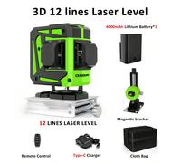 Set Clubiona IE12C con base rotante a 360° Livello laser a linea trasversale a raggio verde Laser a linea trasversale autolivellante 3D con telecomando specificaColore del raggio laser: verdeStandard: