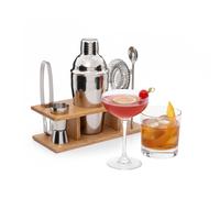 Set Cocktail 6 Pezzi con Supporto in Legno - Shaker e Accessori Bar