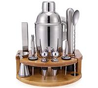 Set Cocktail Shaker con Supporto, Kit Barman Professionale da 750 ml da 12 Pezzi per Mescolare Bevande, Regali per Uomini, Papà, Donne, Amanti dei Cocktail, Set da Barista per Feste da Bar a Casa