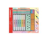 STABILO Set Pastel Collection – 13 pz – 6 evid., 3 fineliner Point 88, 3 PointMax, 1 righello