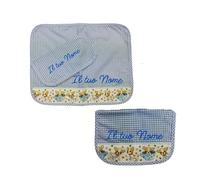 Set Colazione 3 PZ per Asilo | in Cotone 100% | Tovaglietta cm 48x38 Tovagliolo cm 30x30 Busta cm 18x27 Chiusa | Personalizzabili con Nome