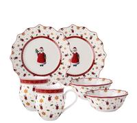 Villeroy & Boch - Toy's Delight set da colazione per 2, motivo Babbo Natale 6 pezzi multicolore, Natale, servizio con piatti da colazione, tazze e ciotole, stoviglie natalizie, porcellana Premium