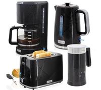 Set Colazione Briebe Skt1185blk Elegance 4 in 1 Tostapane Bollitore Caffettiera Schiumalatte Nero