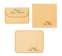 Set Colazione per Asilo 3 pezzi in Cotone Personalizzati: Tovaglietta Americana, Tovagliolo e Busta Porta Tovagliolo, Made in Italy, Fantasia Colorata (Giallo)