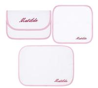 Set Colazione per Asilo 3 pezzi in Cotone Personalizzati: Tovaglietta Americana, Tovagliolo e Busta Porta Tovagliolo, Made in Italy, Fantasia Colorata (Bianco)