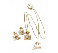 Set Collana 45cm e Orecchini Punto Luce con Greche in Oro 18KT 750% List. 305€