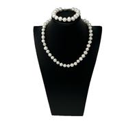 Set Collana Bracciale Girocollo di Madreperla Perla Donna Elegante Bianco