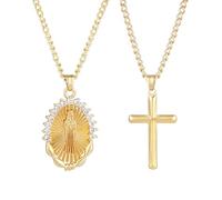 Set collana con ciondolo devozionale color oro gioielli religiosi | Look a catena abbinato per l'uso quotidiano e per occasioni speciali