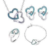 Set collana da donna con orecchini a forma di cuore, bracciale e orologio da polso, Misura unica, Metallo, Nessuna pietra preziosa