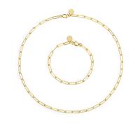 Set Collana E Bracciale Dorati Catena A Maglie Rettangolari Stile Minimal