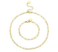 Set Collana E Bracciale Dorati Catena A Maglie Rettangolari Stile Minimal