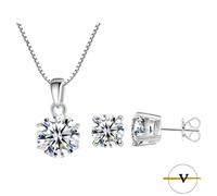 SET COLLANA E ORECCHINI ARGENTO 925 E ZIRCONI 5A COLORE DIAMANTE VINCENT PAUL